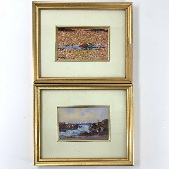 RARE Val McGann Signed Paintings The Red Buoy & On The Rocks Artist Framed - Picture 1 of 11